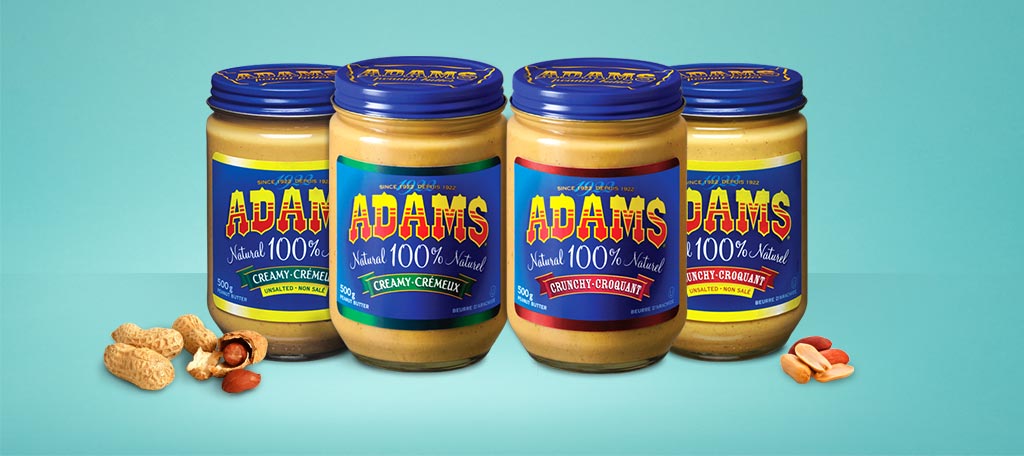 various Adams Peanut Butter products